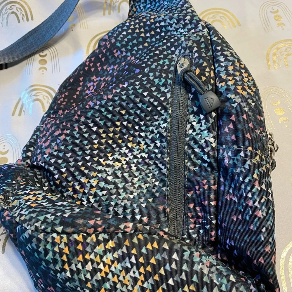 Stylish Blue and Black Geometric Backpack with Reflective Finish